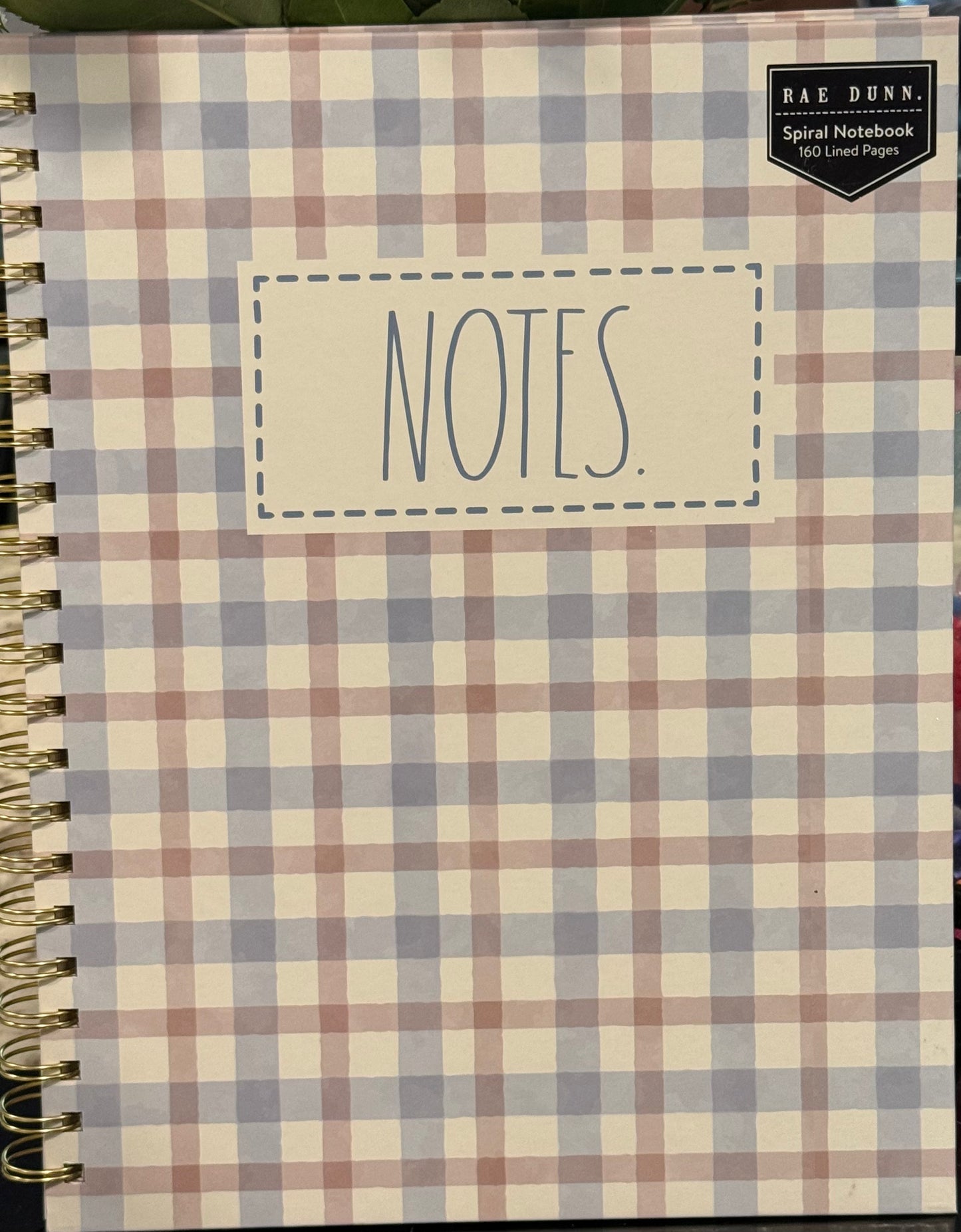 New Rae Dunn 8x10 spiral hardback plaid NOTES notebook