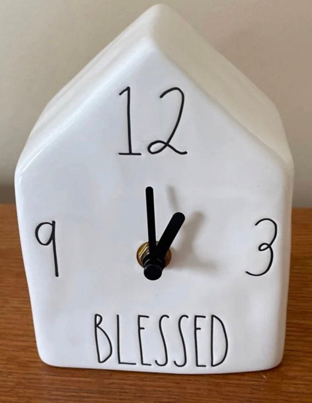 Rae Dunn white ceramic battery powered clock BLESSED