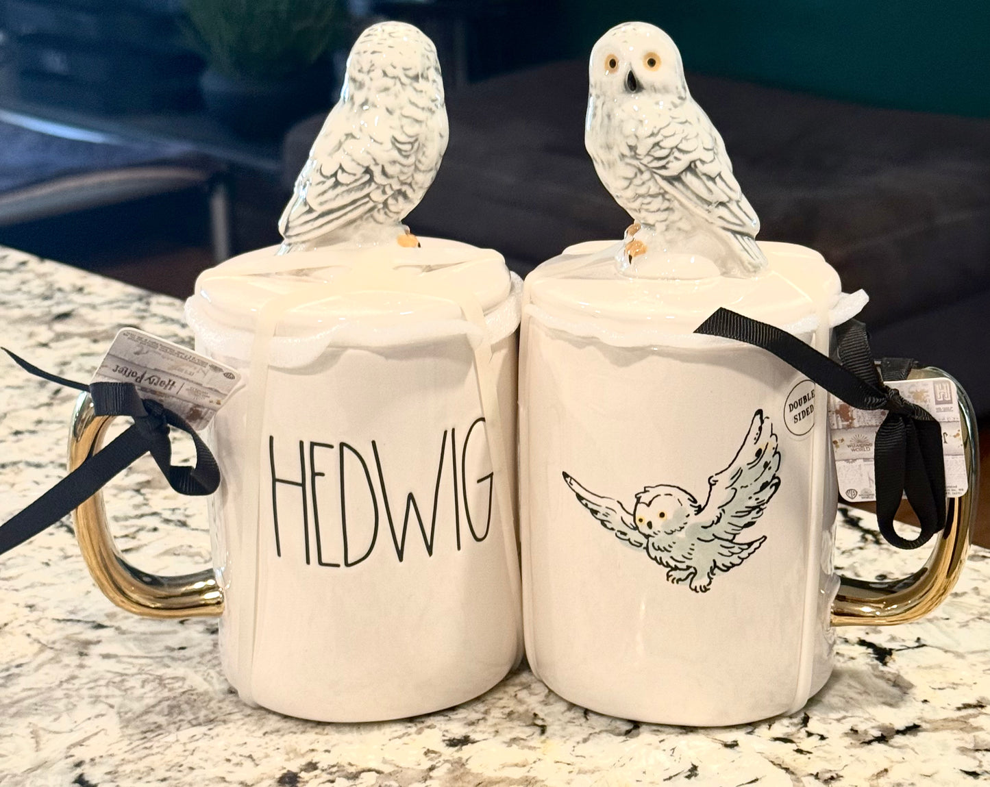 New Rae Dunn x Harry Potter ceramic HEDWIG owl topped coffee mug (one)