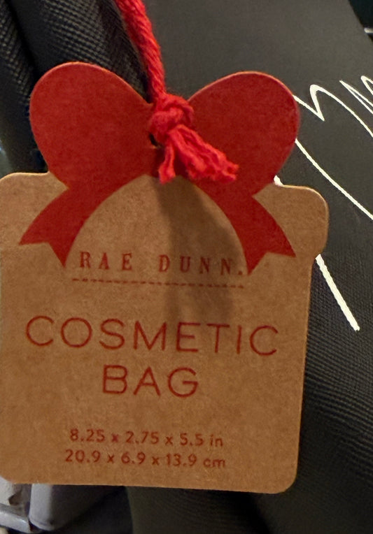 New Rae Dunn black cosmetics makeup storage bag I ❤️DOGS.