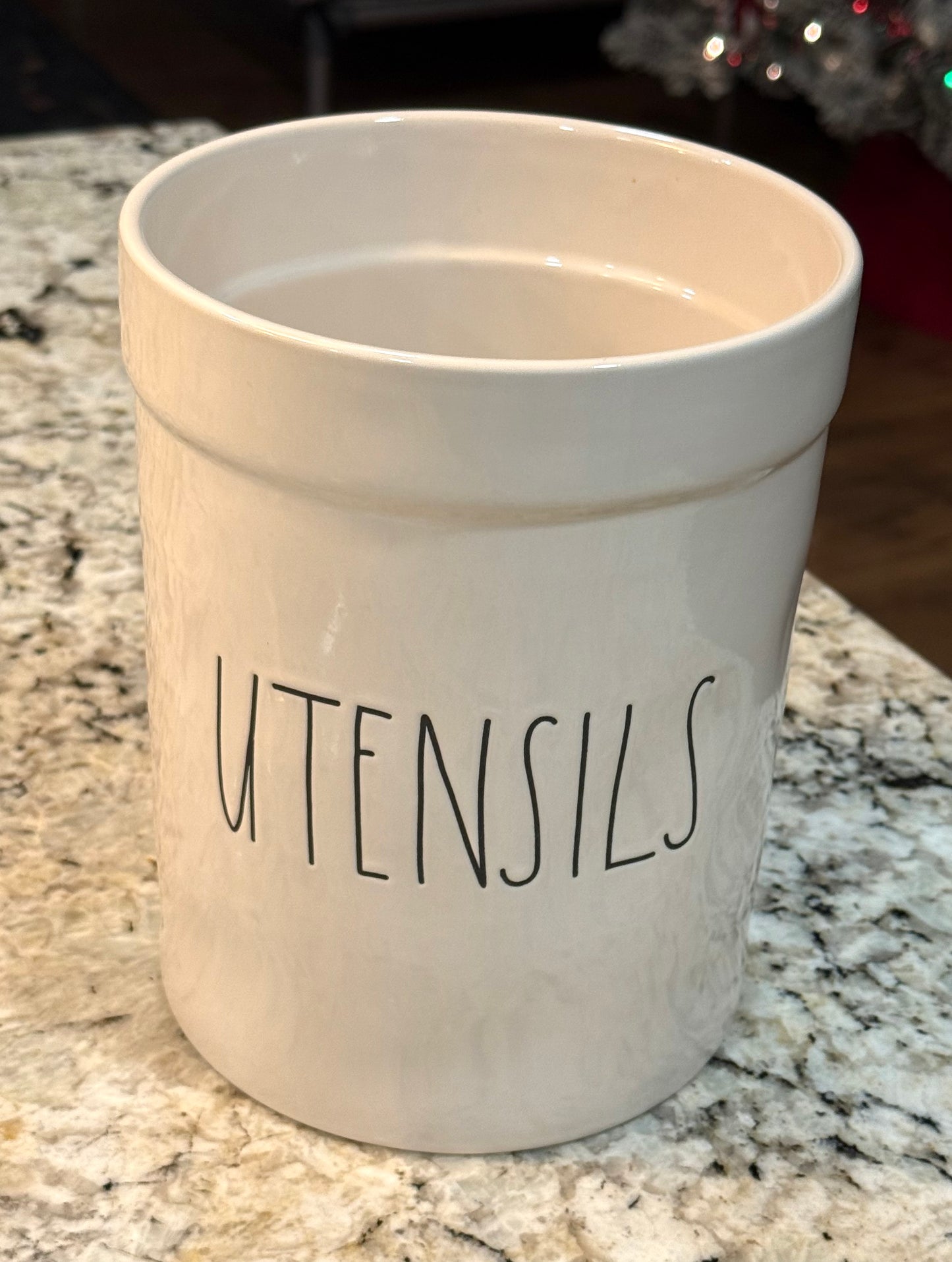 New Rae Dunn white ceramic UTENSILS crock holder 8”