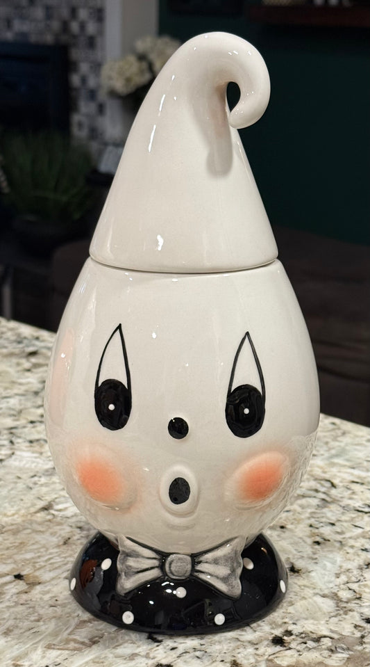 New Joanna Parker ceramic large Gus ghost Halloween 👻 cookie jar 11”