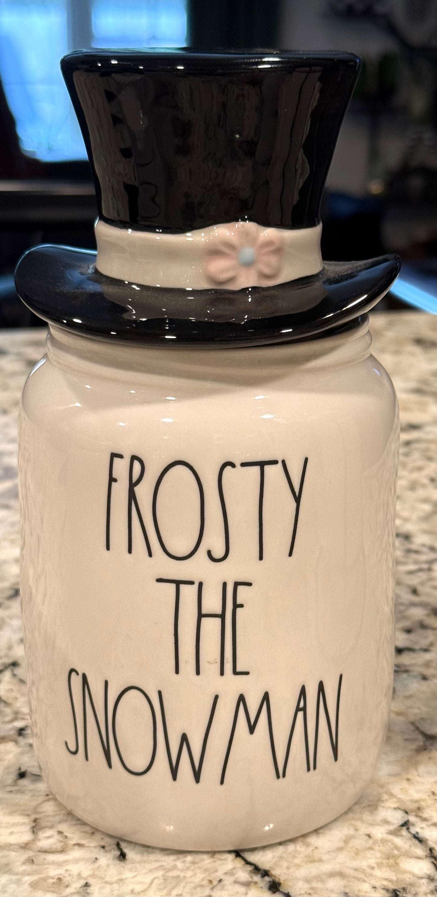 New Rae Dunn x FROSTY THE SNOWMAN ceramic canister hat topped