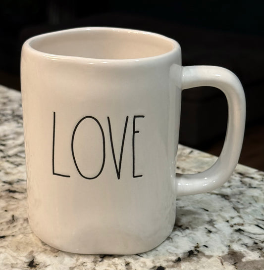 New Rae Dunn white ceramic coffee mug LOVE