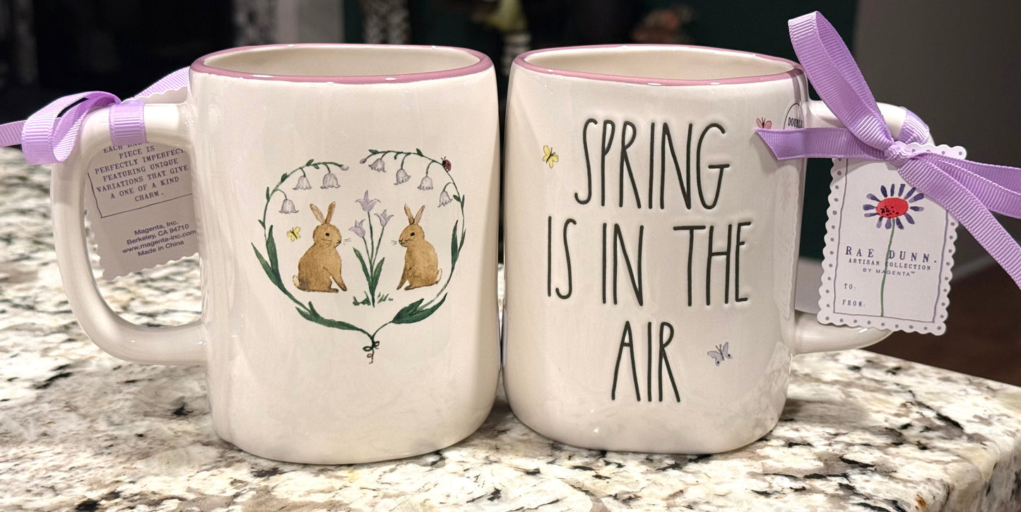 New Rae Dunn white ceramic coffee mug SPRING IS IN THE AIR