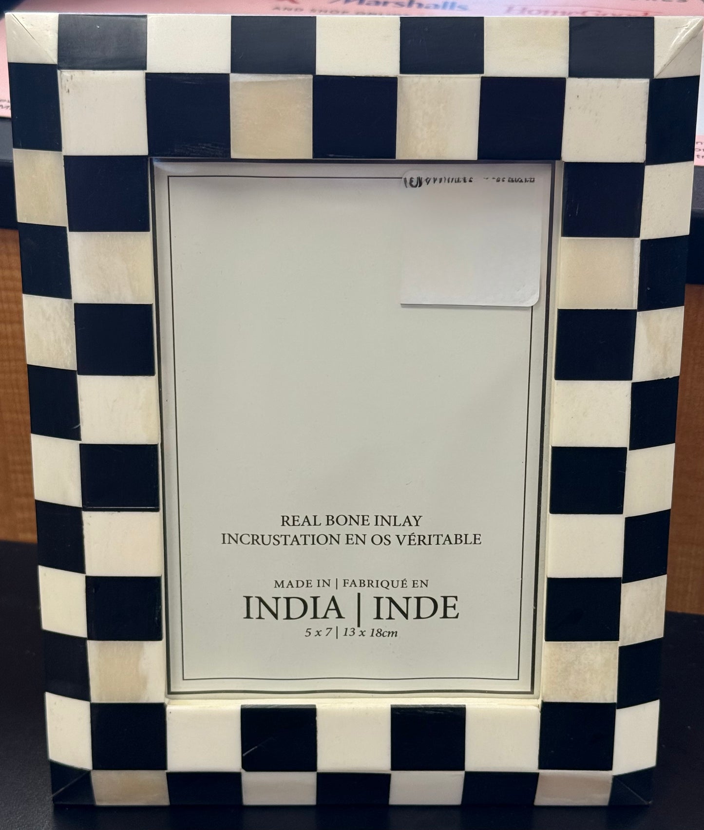 New ceramic Made in India black and white checkered photo frame 5x7