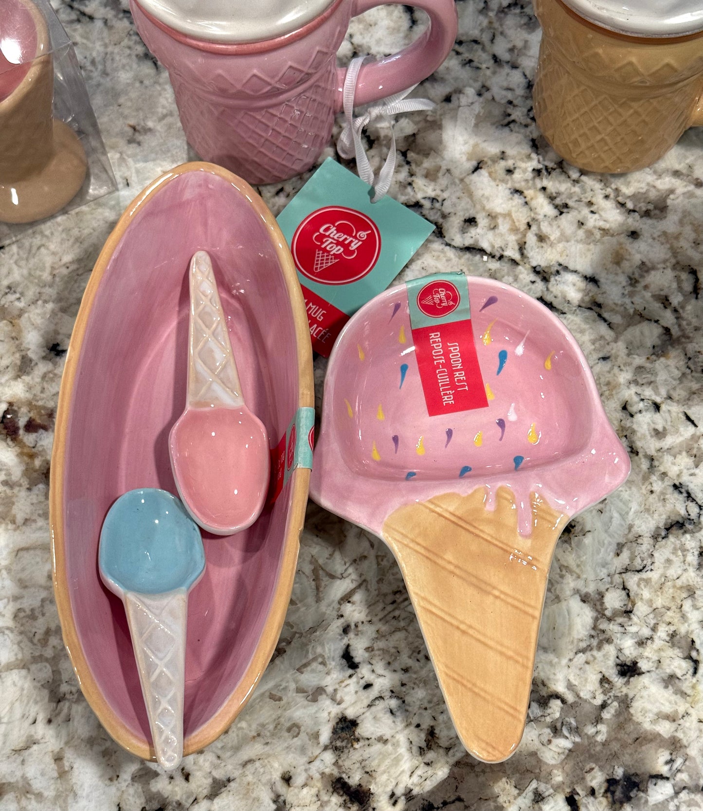 New ceramic ICE CREAM SHOP 9 total pieces serving dish decor set