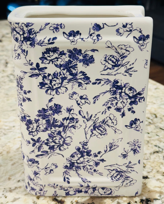 New blue and white floral ceramic book vase 8x5