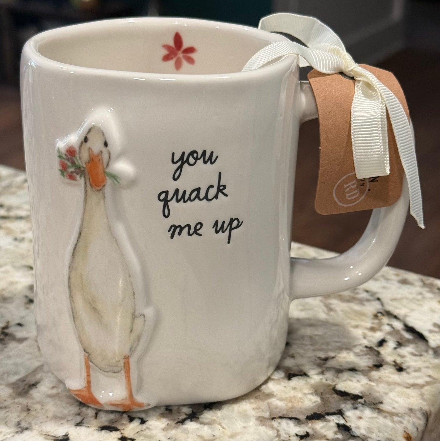 New Rae Dunn white ceramic coffee mug YOU QUACK ME UP