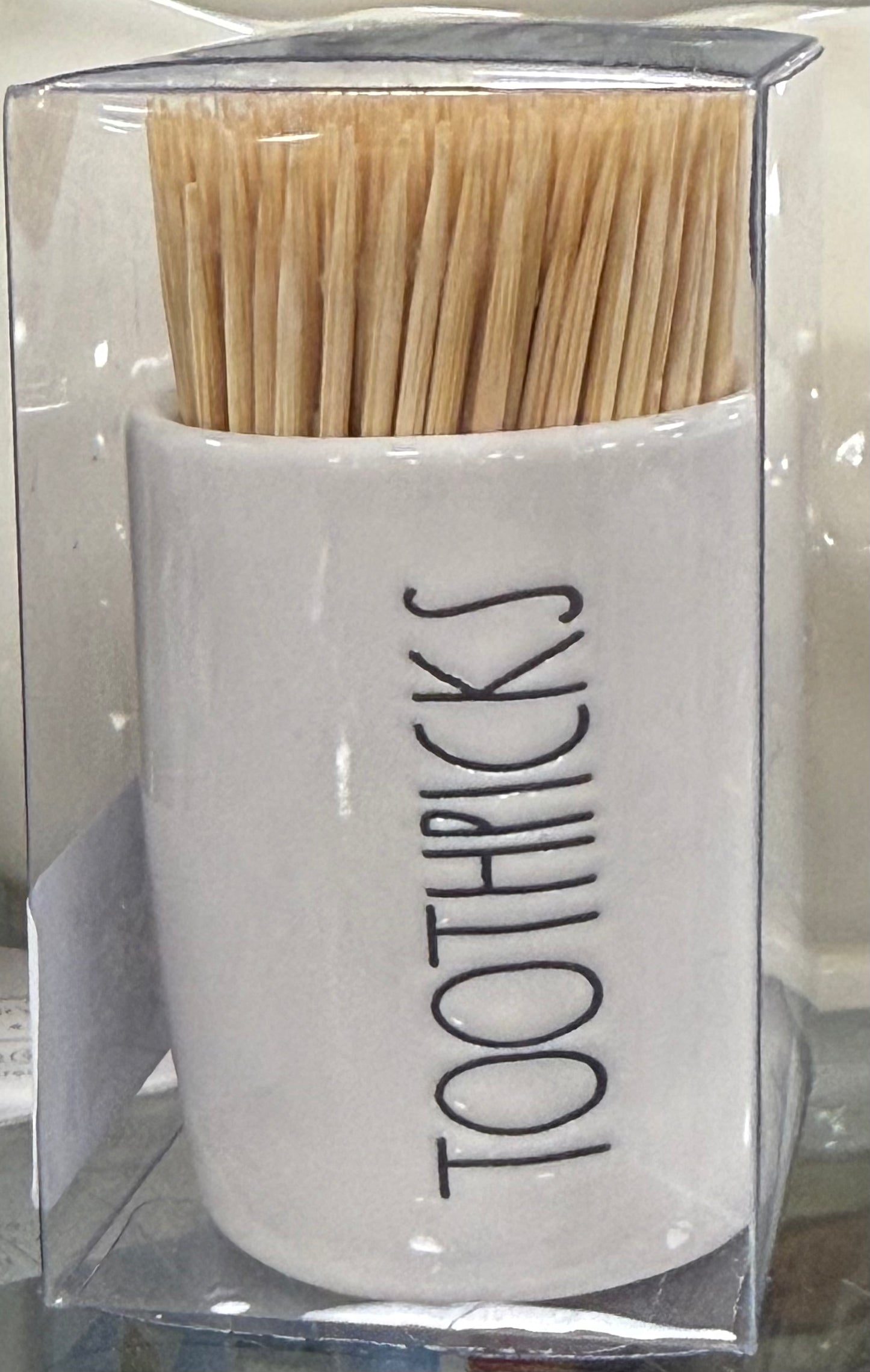 New Rae Dunn white ceramic TOOTHPICKS storage jar holder