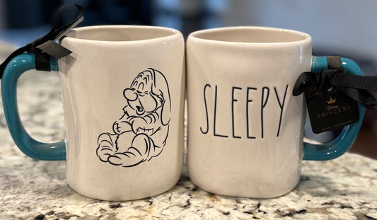 New Rae Dunn x Disney’s Snow White and The Seven Dearfs white ceramic SLEEPY coffee mug