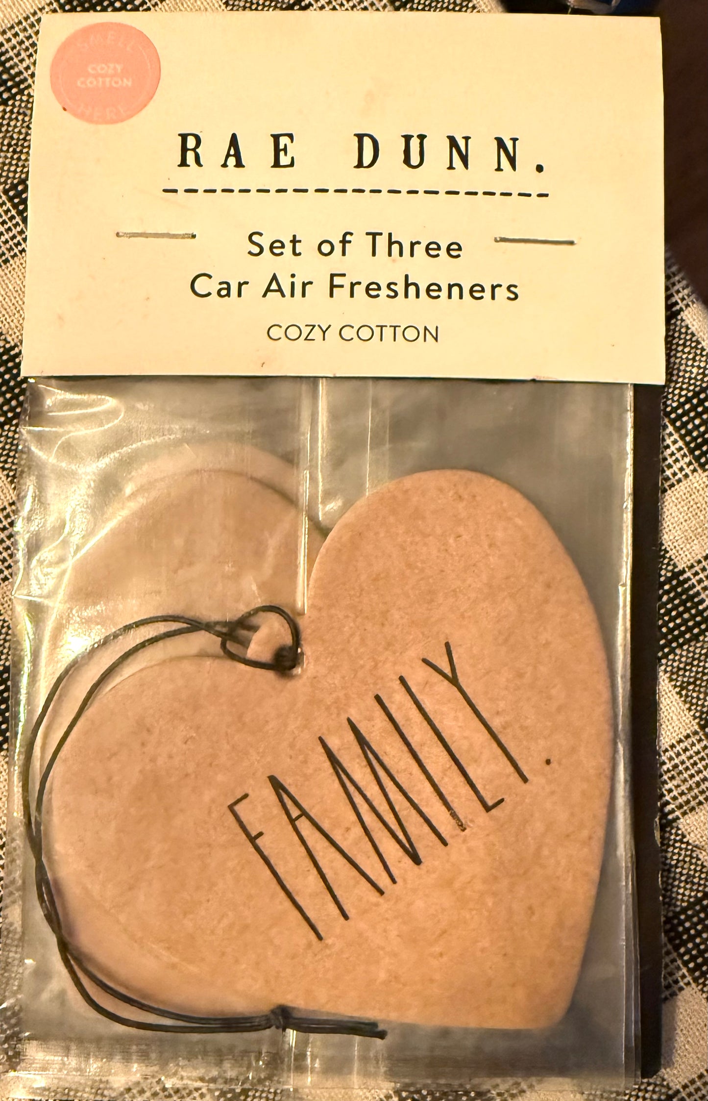 New Rae Dunn 3-pack car refreshner pack FAMILY-cozy cotton