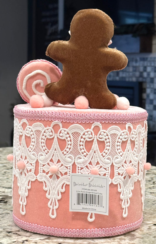 New December Diamonds 12in Pink Gingerbread Cake decor