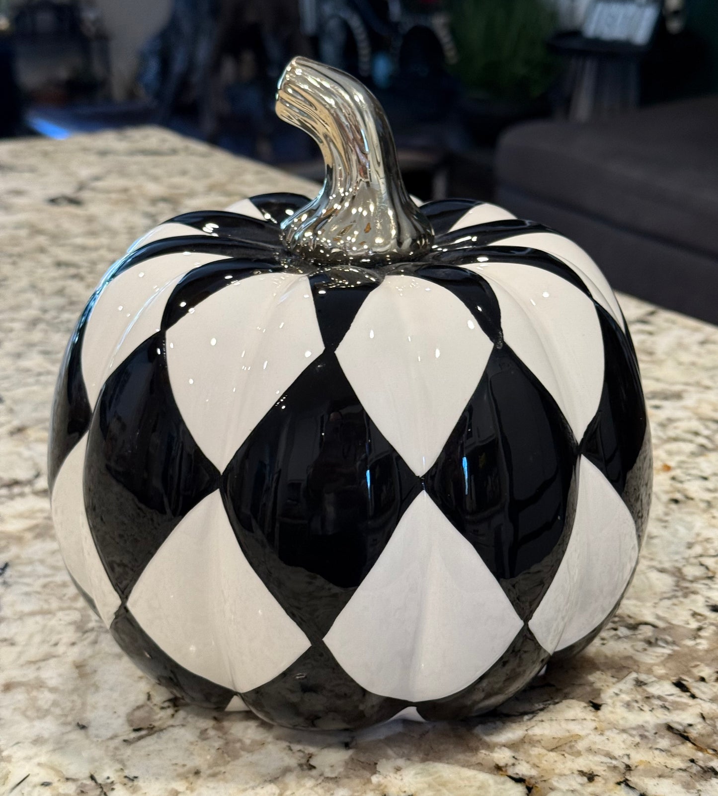 New Christian Lacroix checked ceramic fall pumpkin decor