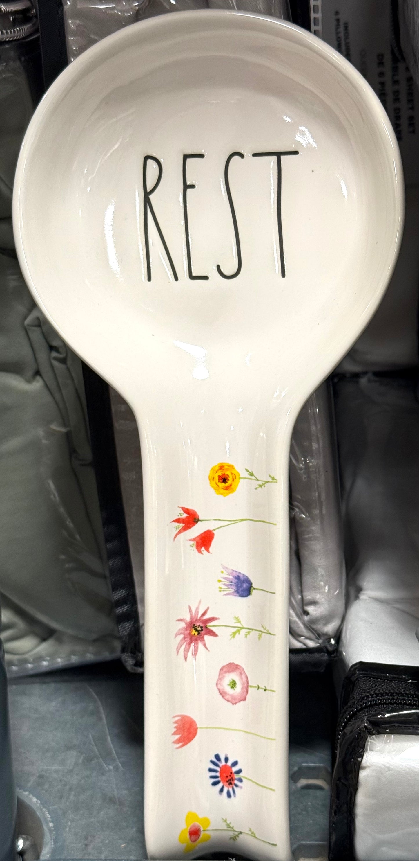 New Rae Dunn ceramic floral spoon rest REST