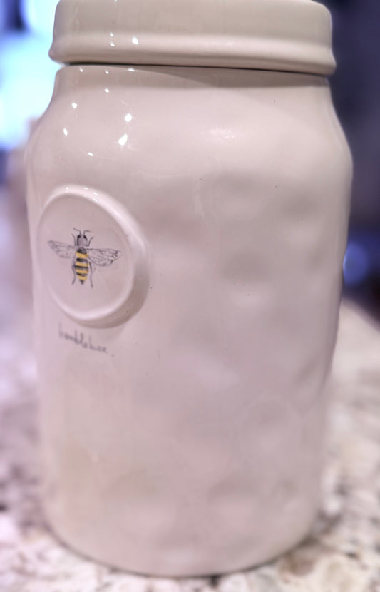 Rae Dunn white ceramic hard to find bumblebee 🐝 canister