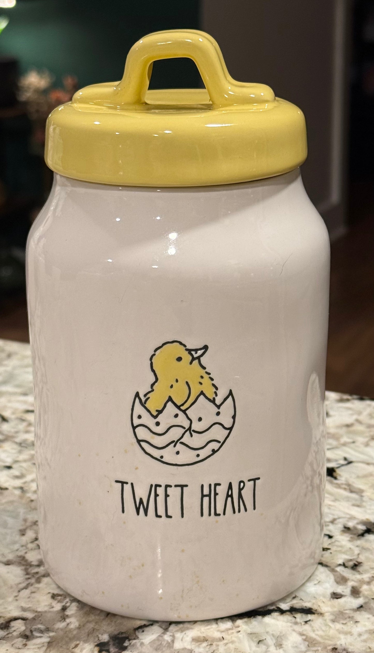 New Rae Dunn white ceramic Easter 8” canister TWEET HEART