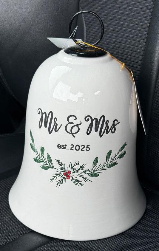 New ceramic Christmas bell 🔔 MR & MRS EST. 2025