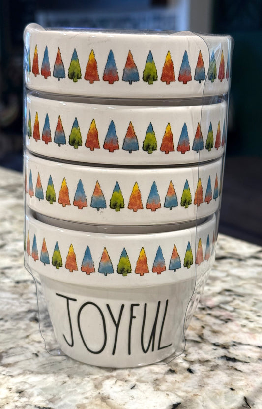 New Rae Dunn 4-piece Christmas watercolor ramekins dish set