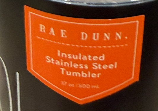 New Rae Dunn black 17oz stainless travel cup BOO!