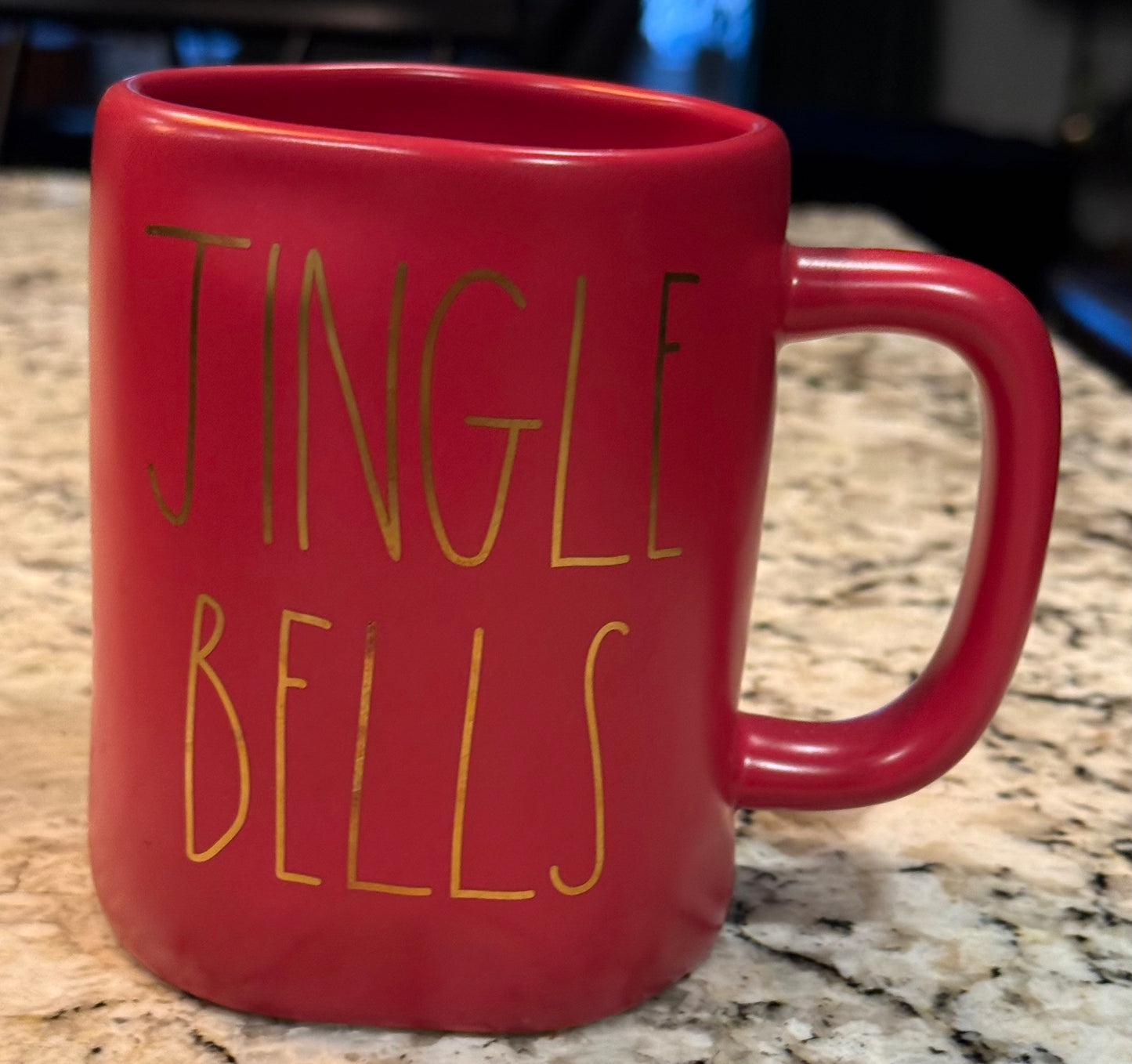 New Rae Dunn red ceramic coffee mug JINGLE BELLS