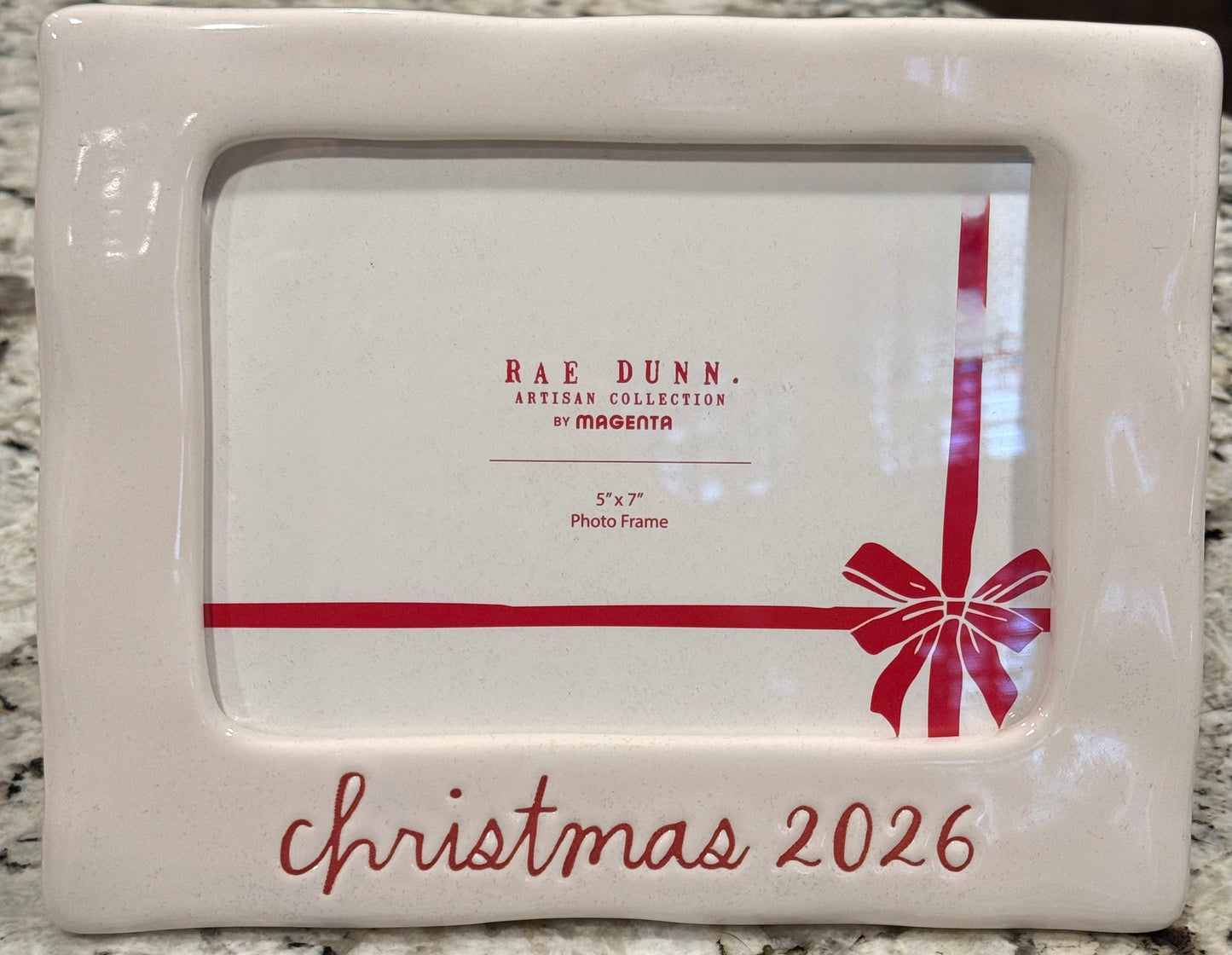 New Rae Dunn Christmas white ceramic 2026 5x7 photo frame decor - script