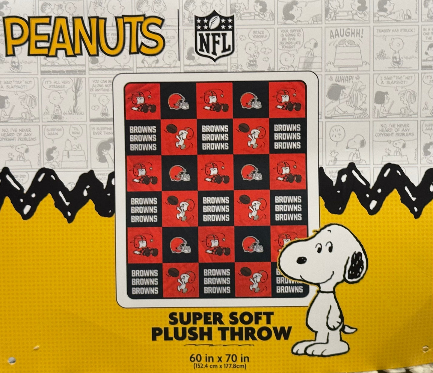 New NFL x Peanuts Snoopy Charlie Brown super soft Cleveland Browns throw blanket