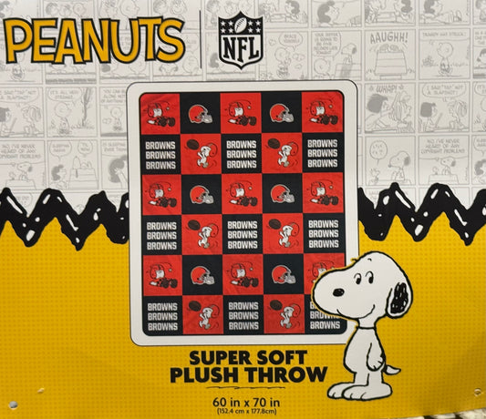 New NFL x Peanuts Snoopy Charlie Brown super soft Cleveland Browns throw blanket