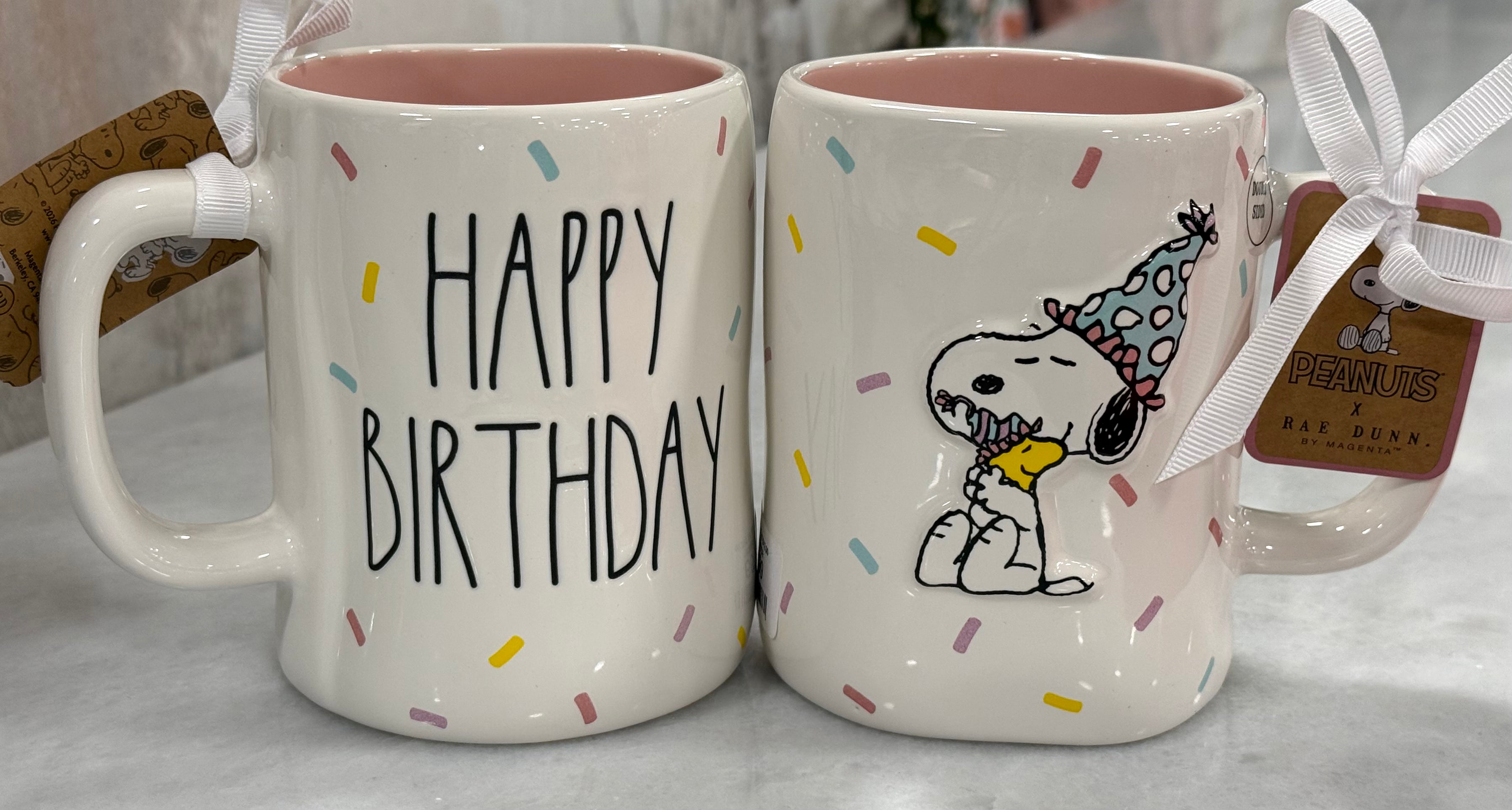 94 coffee mug picture New Rae Dunn x Peanuts Snoopy confetti ceramic coffee mug HAPPY BIRTHD –  You're Never Quite Dunn