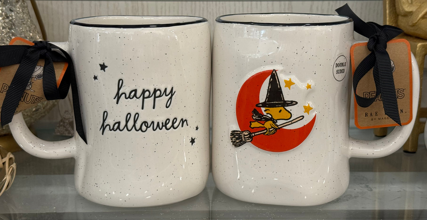 New Rae Dunn x Peanuts Snoopy Halloween coffee mug HAPPY HALLOWEEN