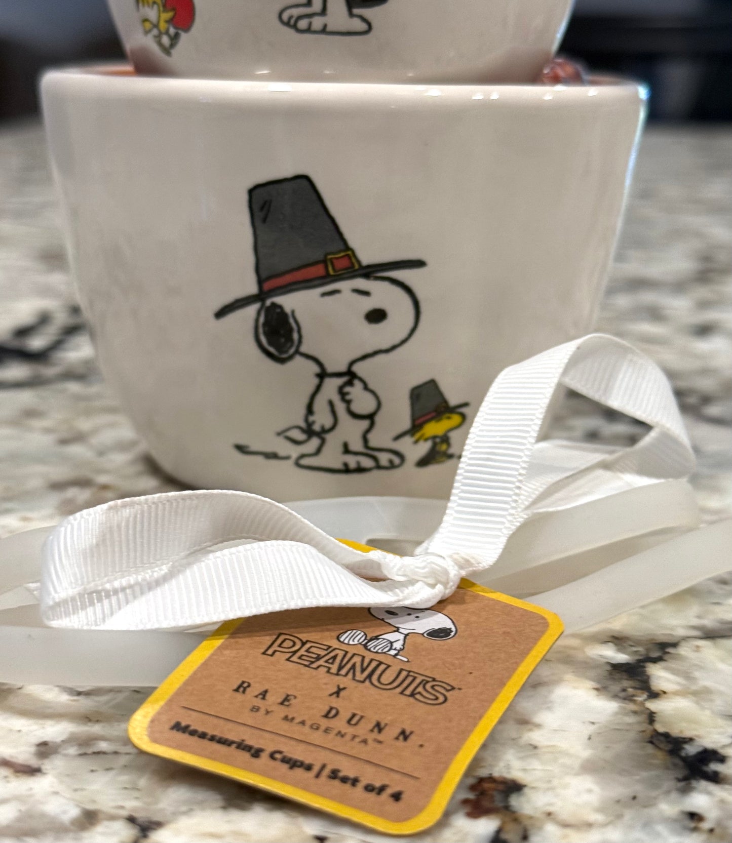 New Rae Dunn x Peanuts Snoopy Fall Thanksgiving ceramic measuring cup set