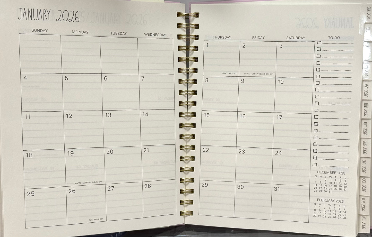 New Rae Dunn 2025/2026 Planner white/black Lily. Spiral bound, hardback