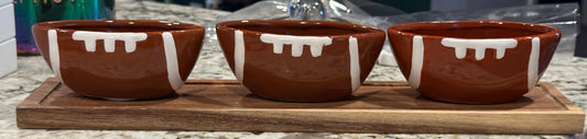 New Rae Dunn football line ceramic dip tray HUT HUT HIKE bowls