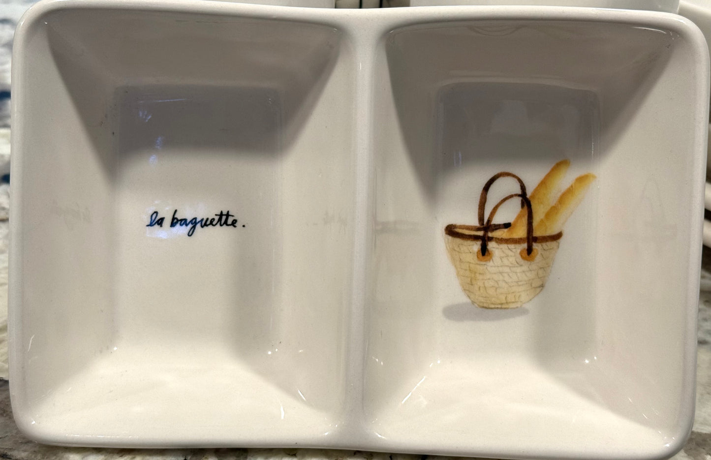 Rae Dunn white ceramic bread/oil dipping tray La baguette