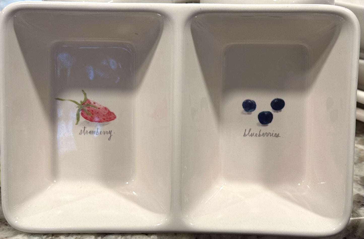 Rae Dunn white ceramic storage tray STRAWBERRIES & BLUEBERRIES