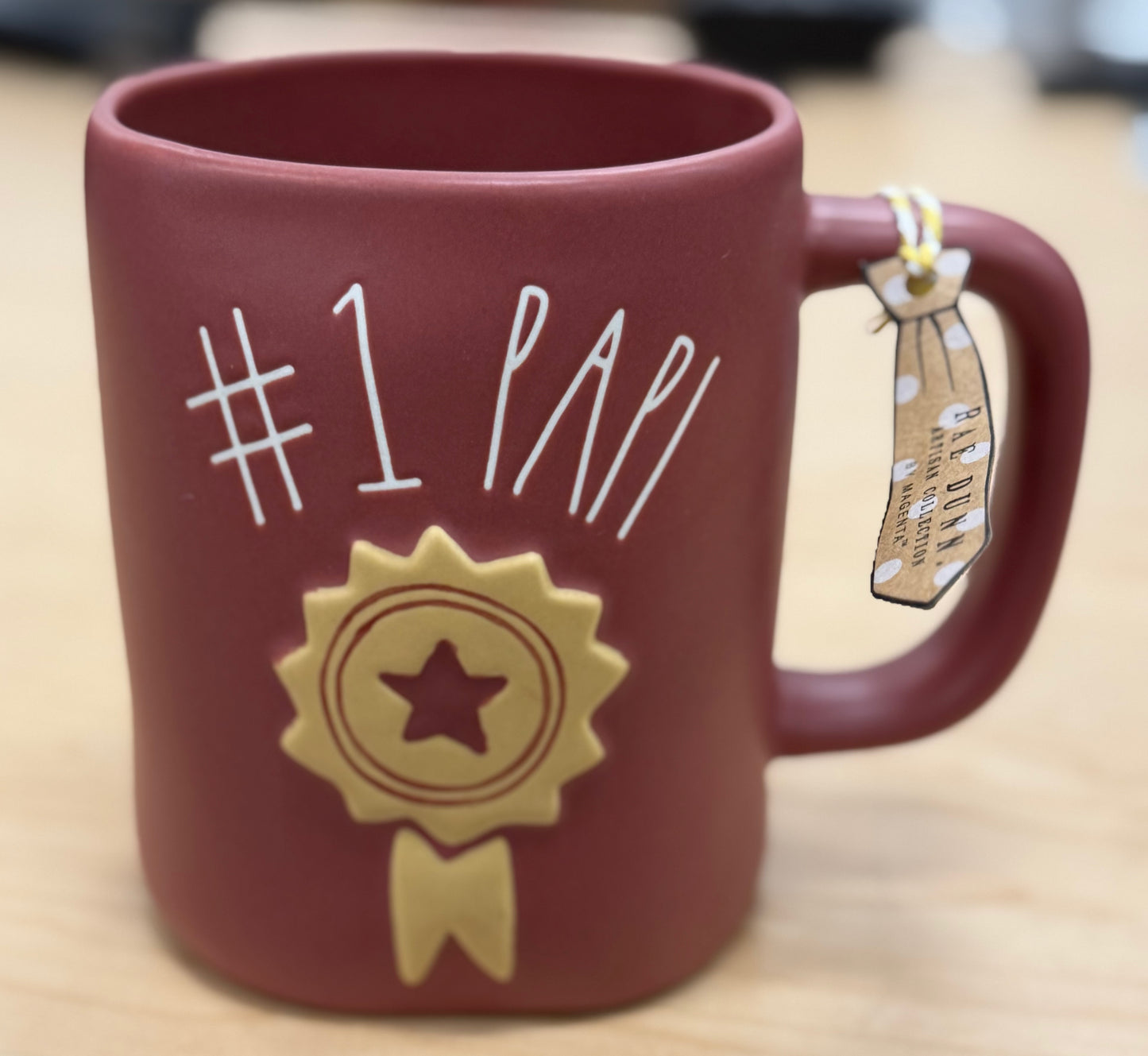 New Rae Dunn burgundy ceramic coffee mug #1 PAPI