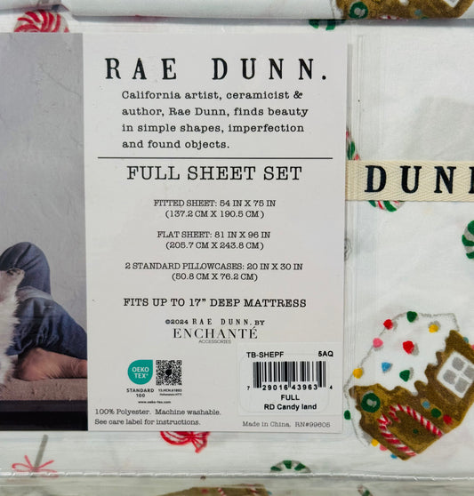 New Rae Dunn white gingerbread house sheet set FULL size