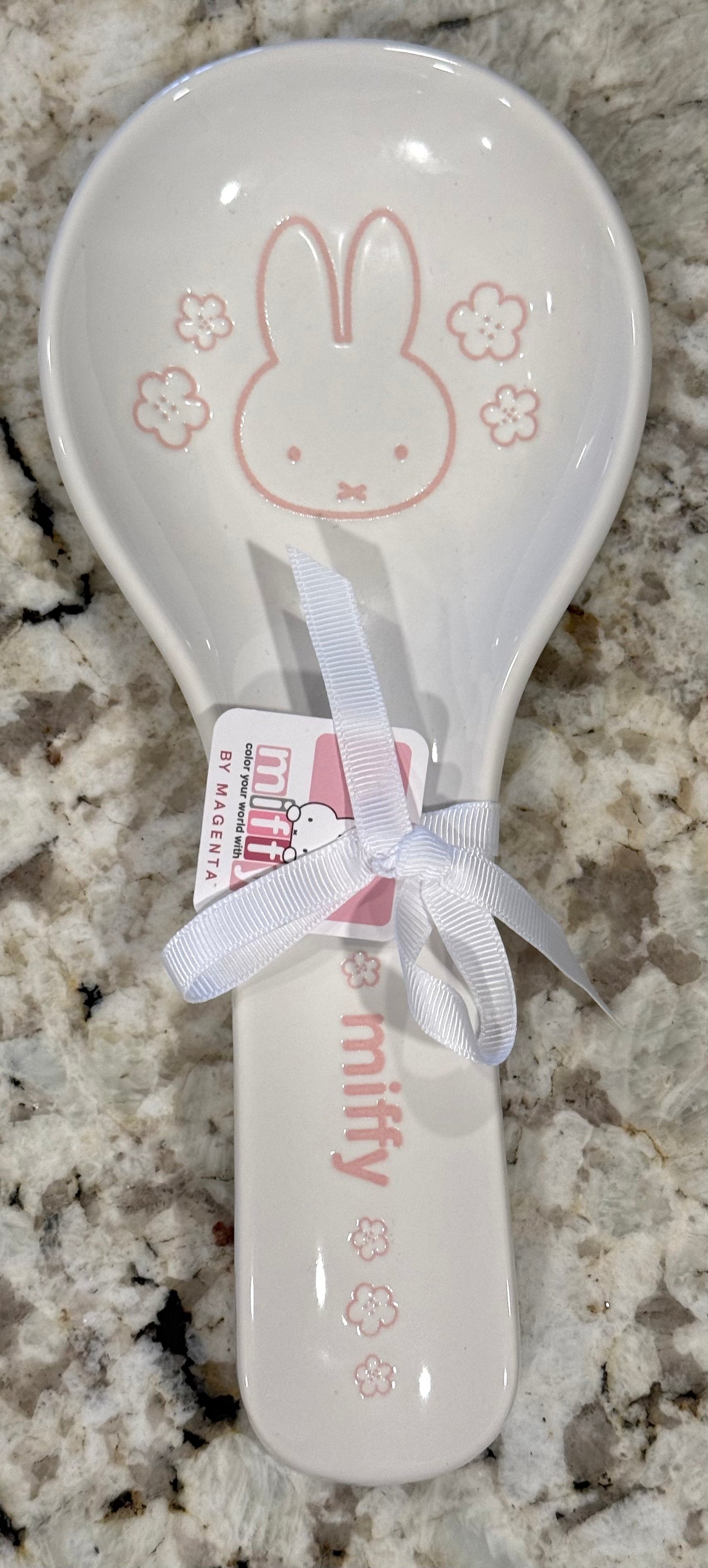 New Miffy by Magenta Easter white and pink ceramic floral spoon rest-style 1