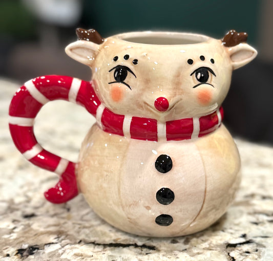 New Joanna Parker ceramic reindeer Christmas coffee mug