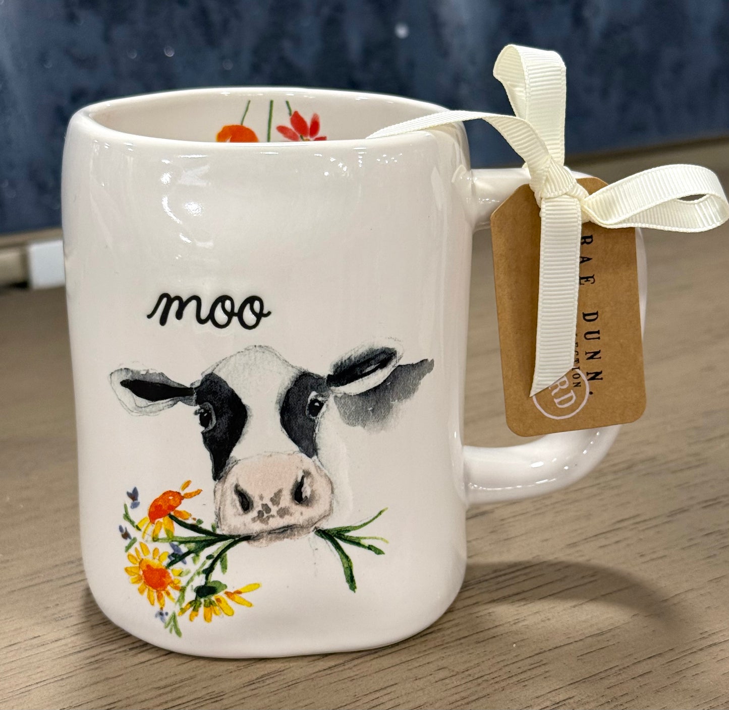 New Rae Dunn white ceramic cow 🐮 face coffee mug MOO
