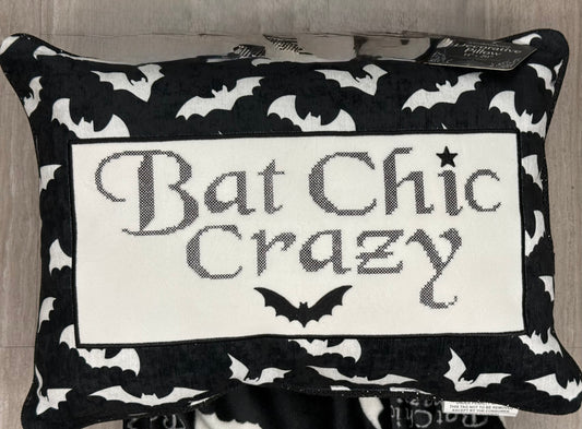 New 2-piece black bat pillow & Blanket 50x70 Halloween gift decor BAT CHIC CRAZY