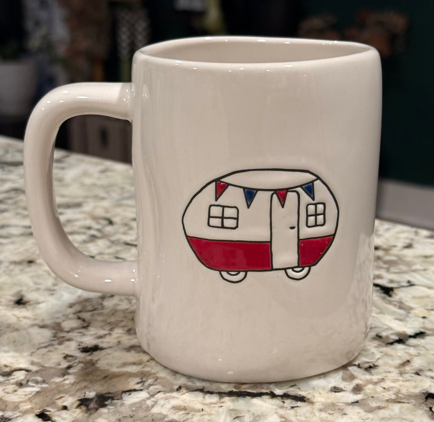 New Rae Dunn ceramic 4th of July Americana coffee mug camper back AMERICA THE BEAUTIFUL