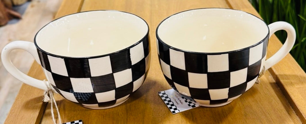 New Made in India ceramic courtly check mug set