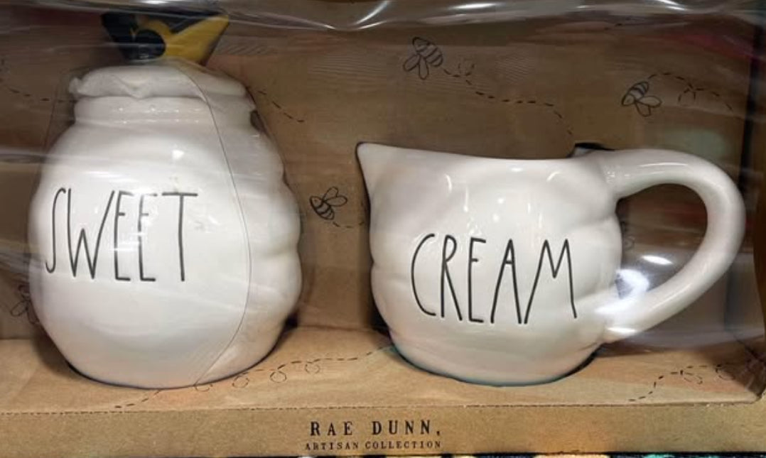 New Rae Dunn white ceramic 🐝 SWEET/CREAM sugar & cream set