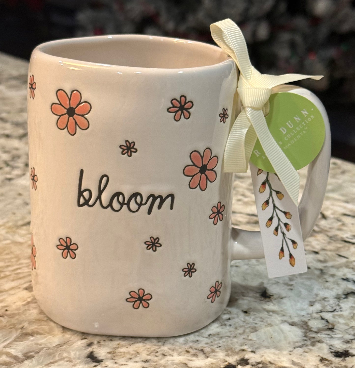 New Rae Dunn white ceramic coffee mug BLOOM