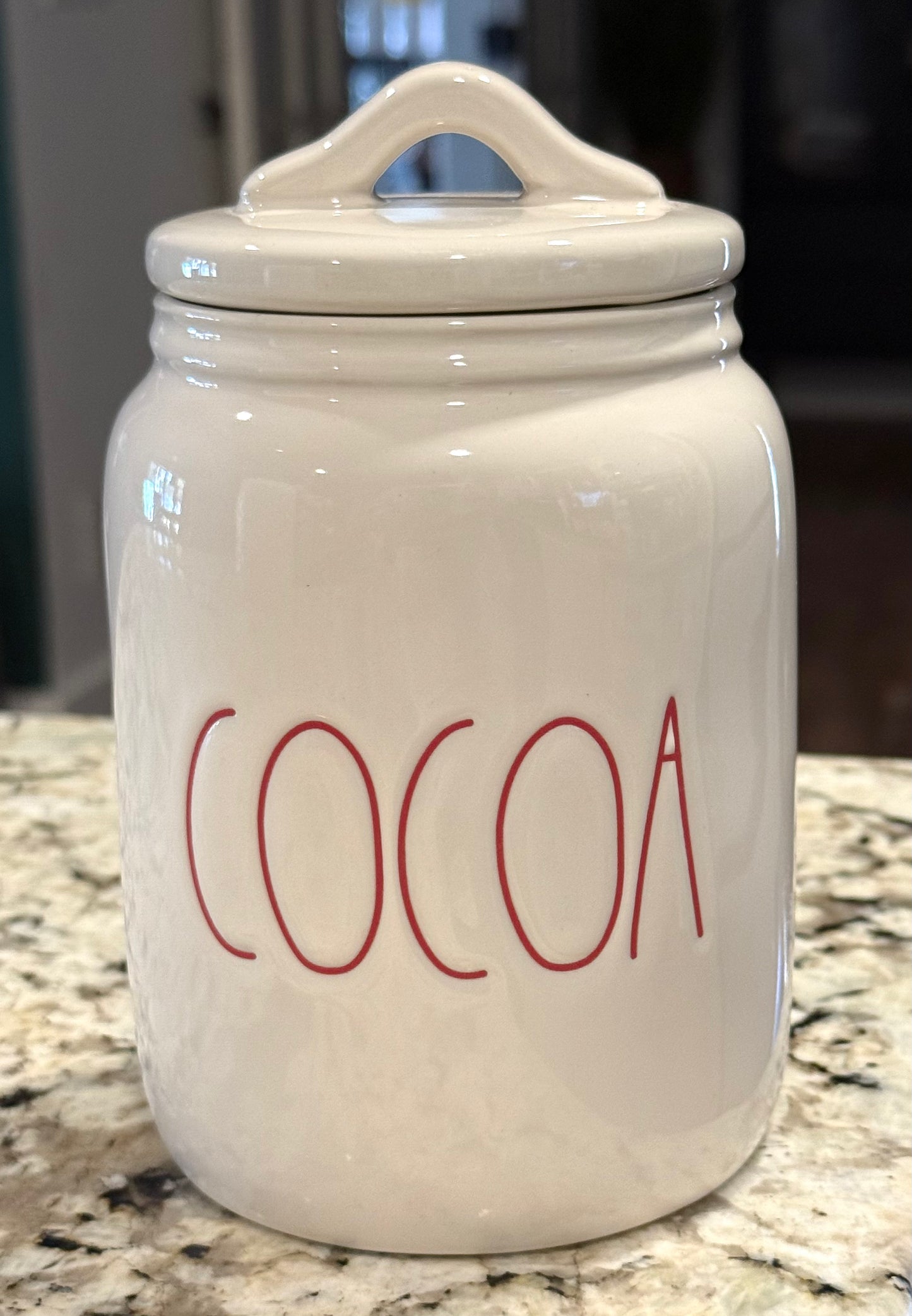 New Rae Dunn white ceramic 8” COCOA canister