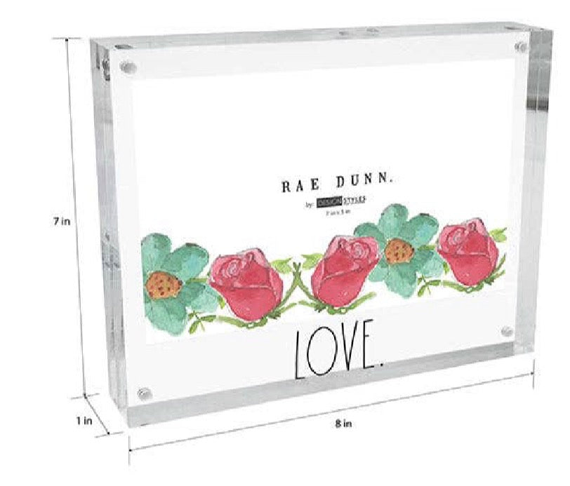 New Rae Dunn LOVE 7x5 Floral Acrylic Picture Frame