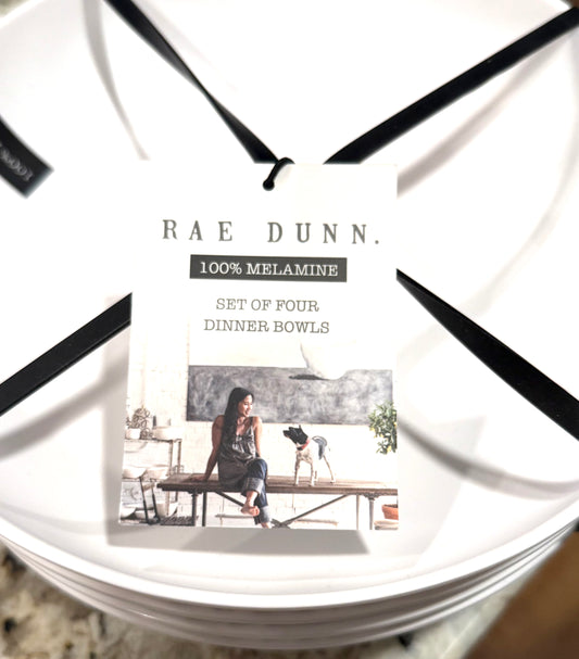New Rae Dunn 4-piece white melamine bowl set BON APPETITE