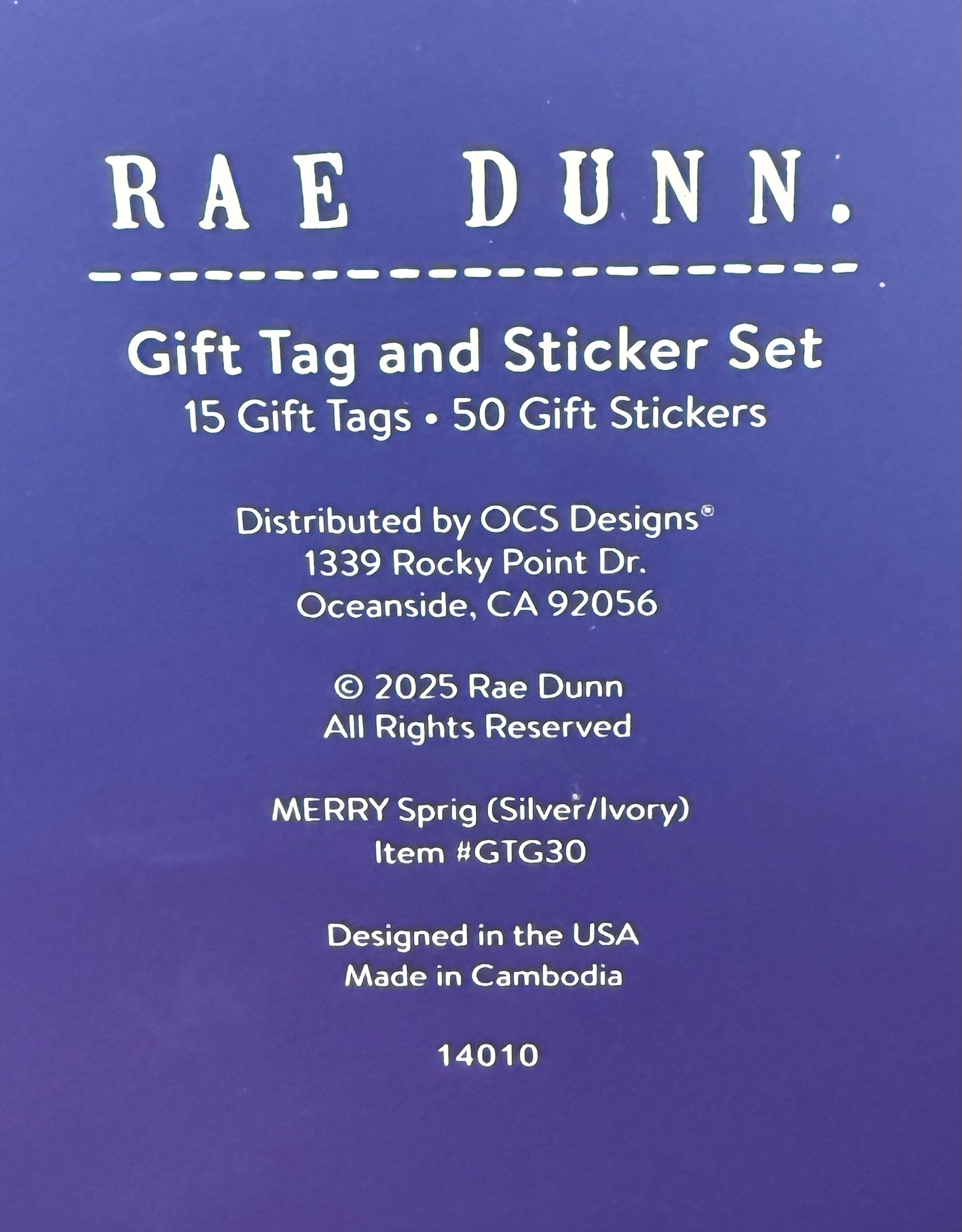 New Rae Dunn Christmas tag and sticker box set-blue