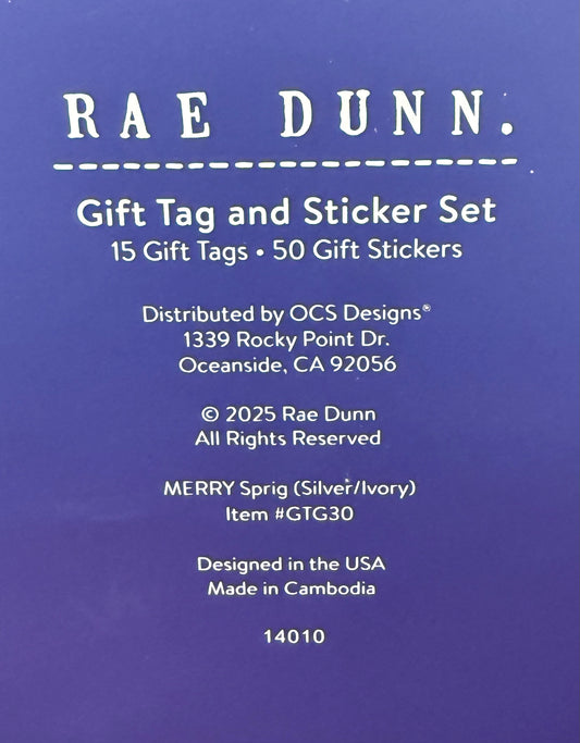 New Rae Dunn Christmas tag and sticker box set-blue